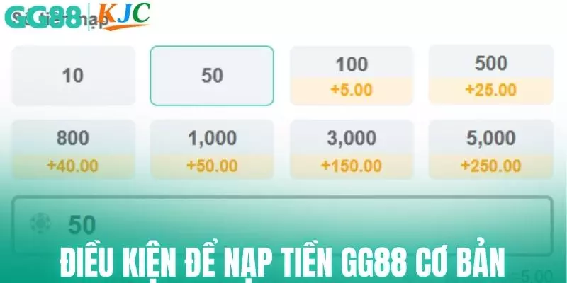 Cần đáp ứng các điều kiện cơ bản để nạp tiền GG88