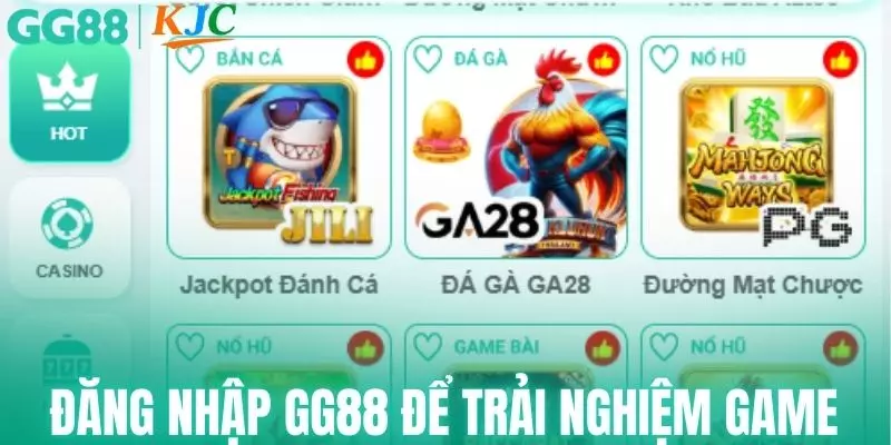 Đăng nhập GG88 để trải nghiệm kho game đa dạng