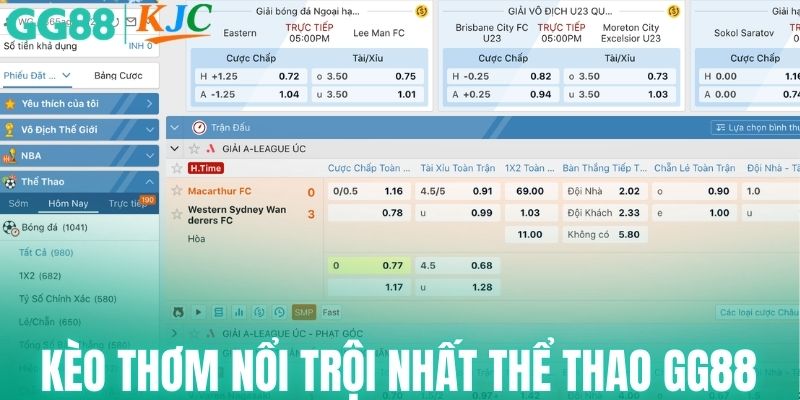 Kèo thơm nổi trội nhất sảnh thể thao GG88