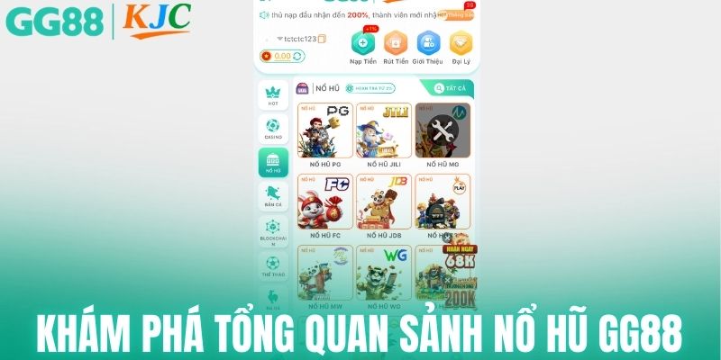 Khám phá tổng quan sảnh nổ hũ GG88